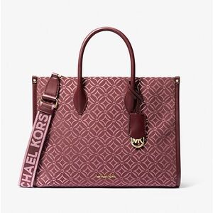 Mirella Medium Metallic Logo Jacquard Tote Bag